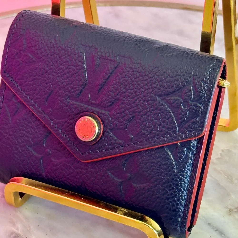Louis Vuitton Black Embossed Monogram Compact Wallet with Red Trim